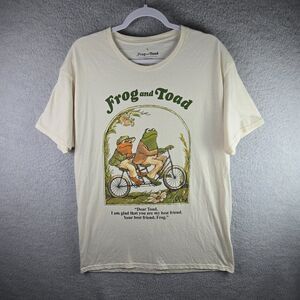 Frog And Toad T-Shirt Mens L Ivory White Crew Neck Short Sleeve Sleeves